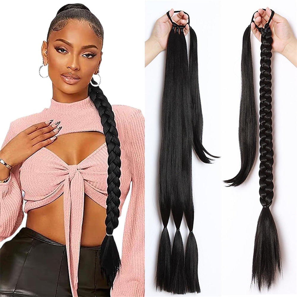 lunga coda di cavallo intrecciata con capelli lisci avvolgenti estensioni dei capelli coda di cavallo con elastico per capelli morbido e sano pezzo di capelli sintetici per donne ragazze ogni giorno del 2025 a $16.49 –P1