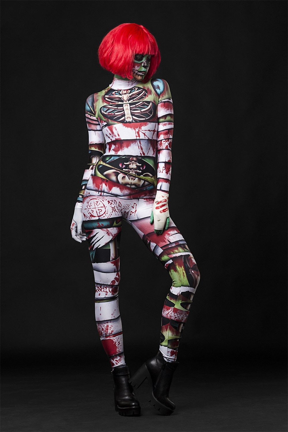 Zombie Mummy Carnival Costume Full Body Suit Cosplay Costume Bodysuits Full Body Catsuit Adults' Women's One Piece Scary Costume Party Halloween Masquerade Mardi Gras Easy Carnival Costume 2025 - $34.99 –P5