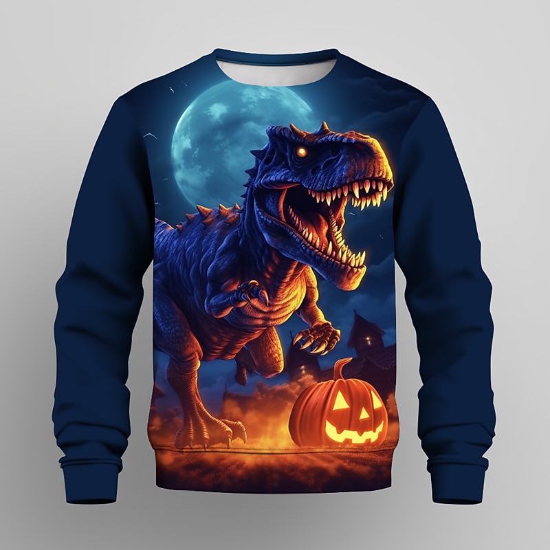 Gutt 3D Dyr Gresskar Dinosaur Genser Langermet 3D-utskrift Sommer Høst Mote Gatemote Kul Barn 3-12 år utendørs Halloween Avslappet Normal 2025 - $16.49 –P4