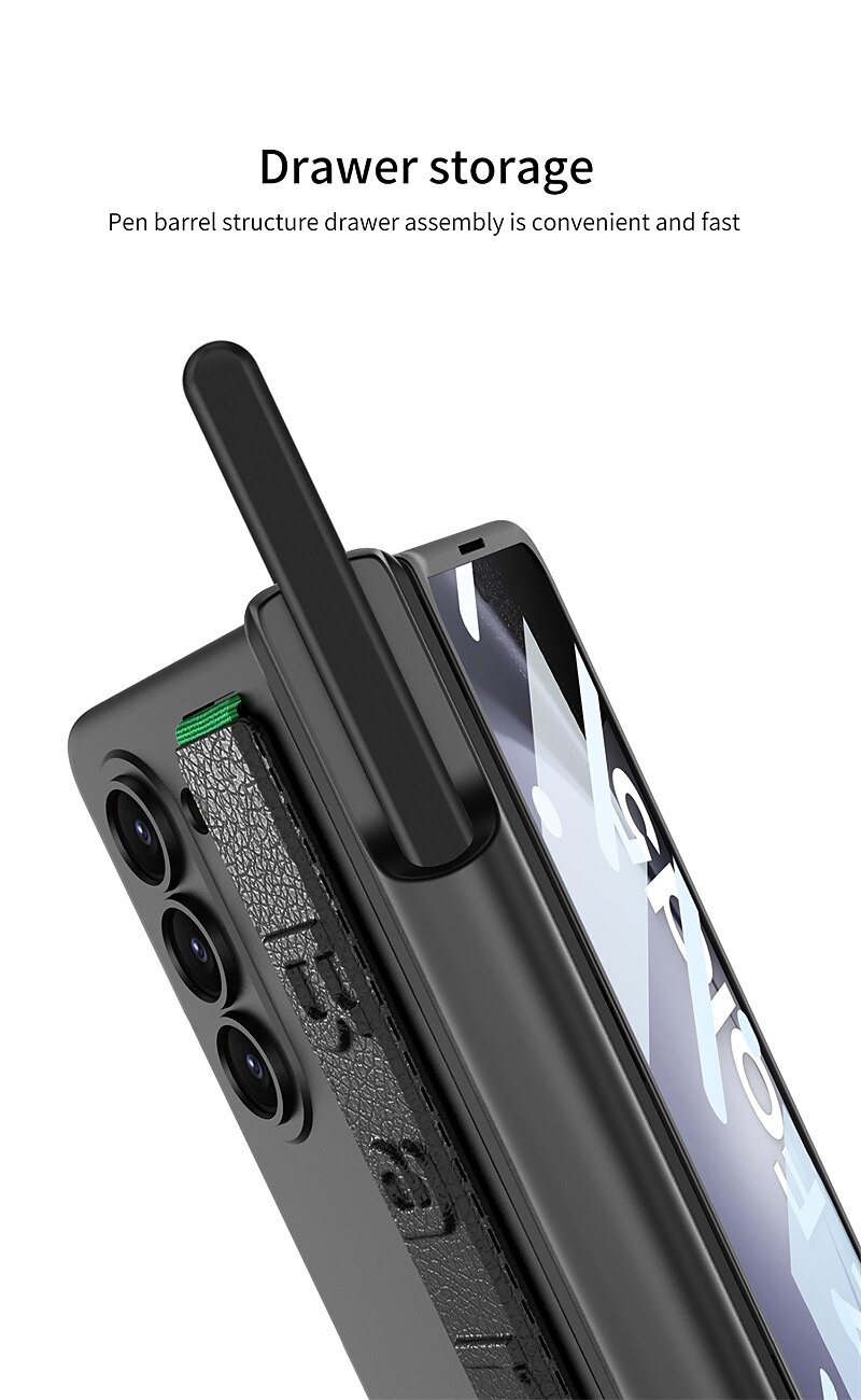 Phone Case For Samsung Galaxy Z Fold 5 Z Fold 4 Back Cover Pencil Holder Magnetic Full Body Protective PC 2025 - $32.99 –P4