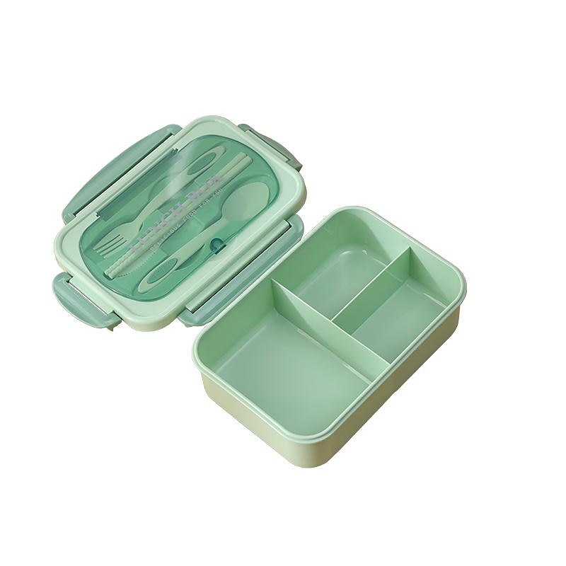 1000 ml matboks med servise for kontorarbeidere, kvadratisk delt mikrobølgeovn bento-boks, lekkasjesikker matbeholder, hjemmekjøkkenutstyr til skolebakgrunn 2025 - $11.99 –P14