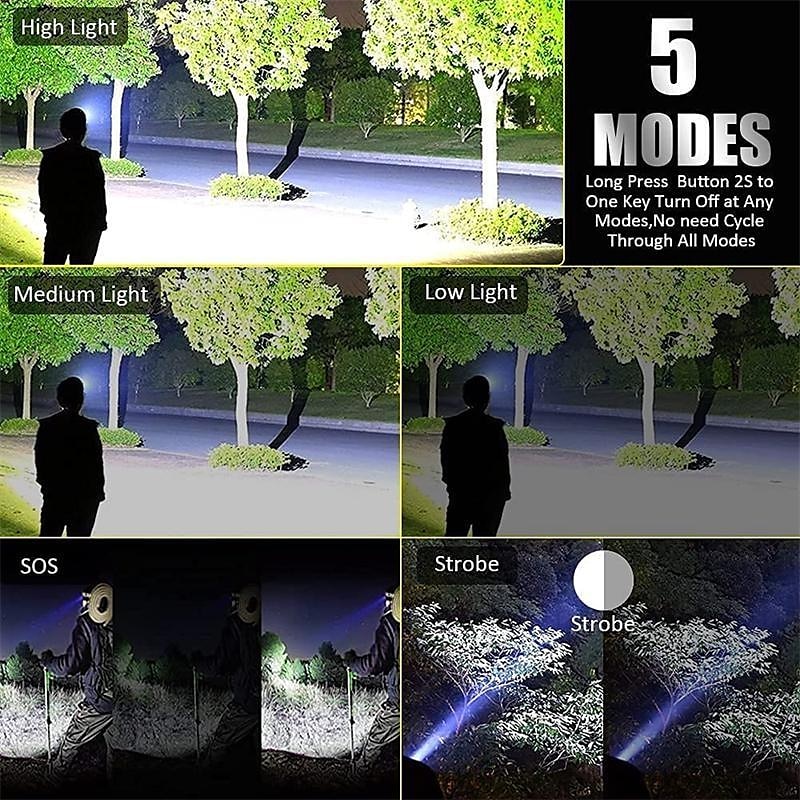 LED Rechargeable Headlamp 3000/6000/90000 High Lumen, XPH70 Brightest LED Work Headlight Zoomable, Waterproof, 90° Adjustable, 5 Modes Lightweight Head Lamp for Adult Camping,  ,explore，Riding 2025 - $31.99 –P3