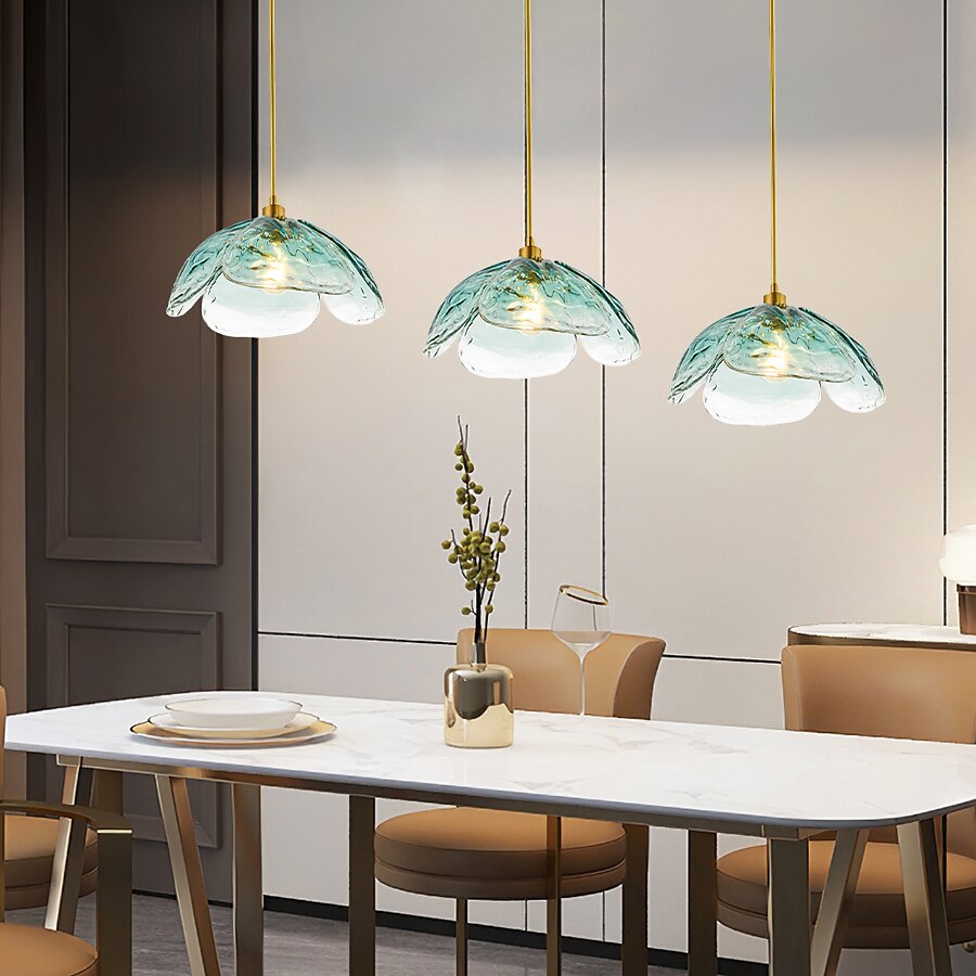 lampada a sospensione a led in vetro lampada da soffitto moderna in vetro soffiato a mano industriale led creativo loft bar cucina lampada da soffitto decorazione della casa installazione rosa verde del 2025 a $279.99 –P13