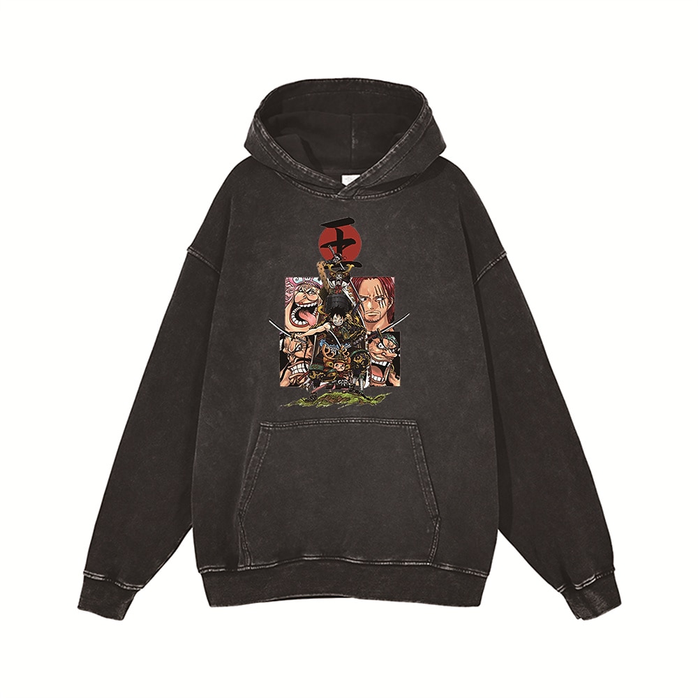 One Piece Monkey D.Rufy Nico Robin Roronoa Zoro Felpa con cappuccio T-shirt oversize lavata con acido Stampa Tasca frontale Grafica Per Da coppia Per uomo Per donna Per adulto Mascherata Stampa a del 2025 a $27.99 –P2