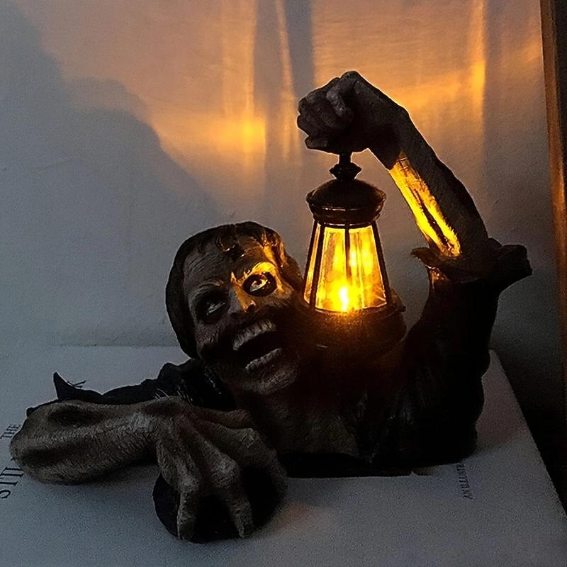 Gruselige Halloween-Zombie-Handlichtornamente aus Kunstharz für Horrorstatuen und Gartendekorationen 2026 - $18.99 –P2
