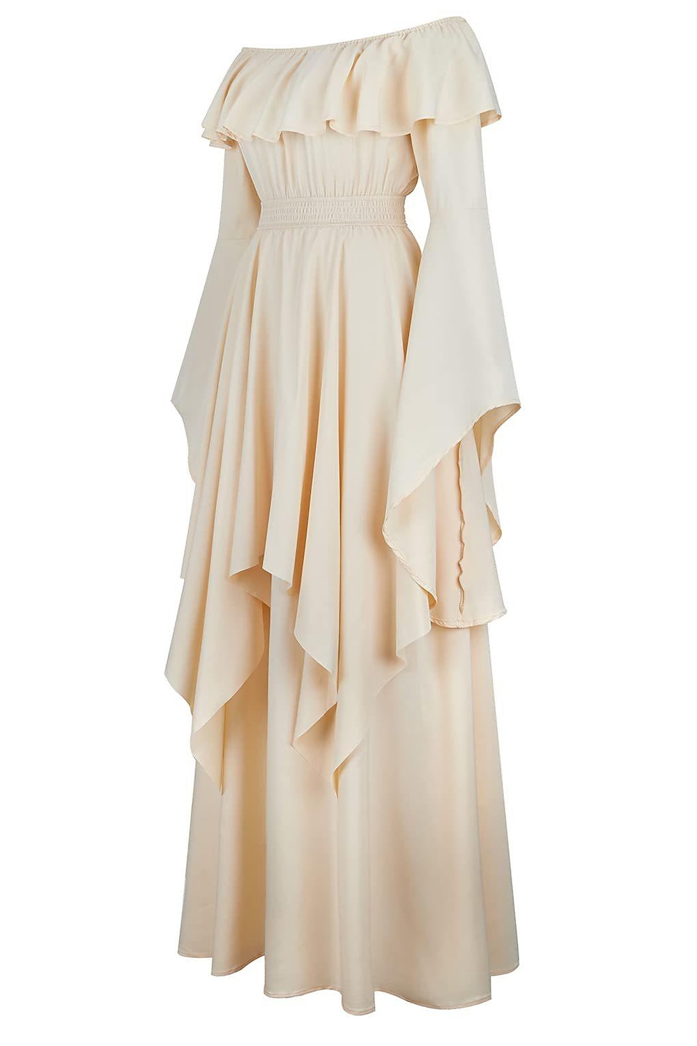 Elegante Medieval Renacimiento Vestido Cóctel Vestido inspirado en la regencia Manga Farol Vikingo élfico Hombros Caídos Color sólido Mujer Celta Pirata Fantasía Víspera de Todos los Santos Carnaval 2025 - $54.99 –P4