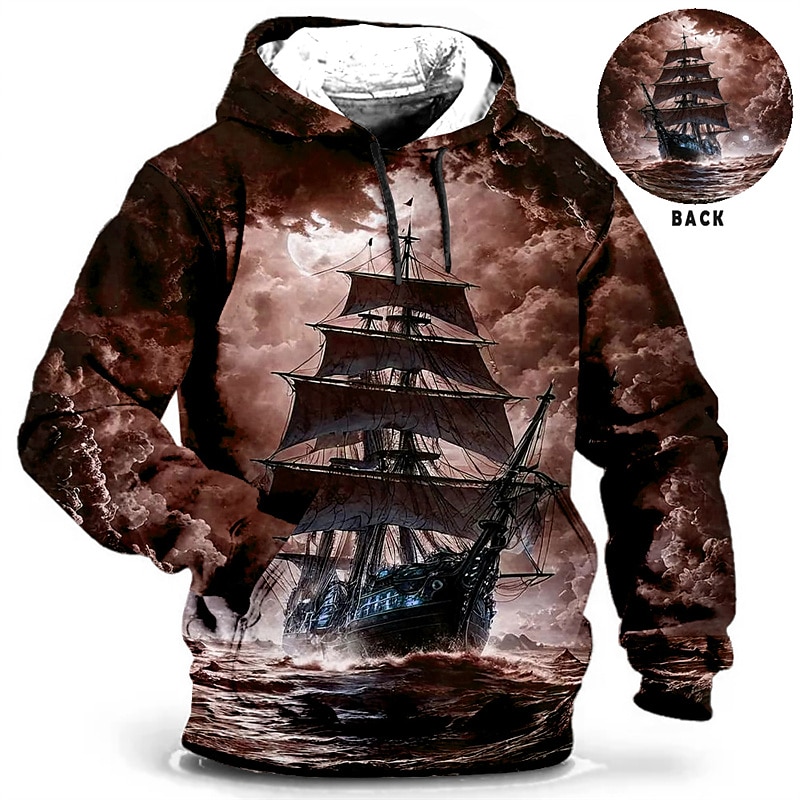 Herren Schiff Grafik-Drucke Hoodie Sweatshirt Kapuze Hoodies Pullover Zur Seite fahren Langarm Sweatshirt mit Kapuze Mit Kapuze Täglich 3D-Druck Festtage Ausgehen Strassenmode Blau Grün Bedruckt 2025 - $29.99 –P3