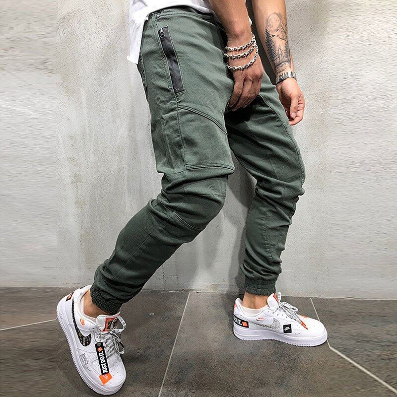 Men's Cargo Pants Trousers Track Pants Jogging Pants Outdoor Athleisure Daily Sports Soft Comfortable Pocket Drawstring Elastic Waist Plain Full Length Fashion Casual Activewear Black Khaki 2025 - $21.99 –P2