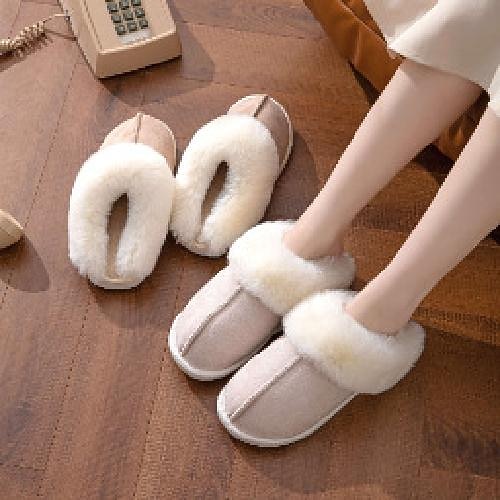 pantoufles confortables doublées de polaire pour femmes avec col en fausse fourrure - chaussures d'intérieur chaudes pour l'hiver en rose et gris de 2025 ? $19.99 –P2