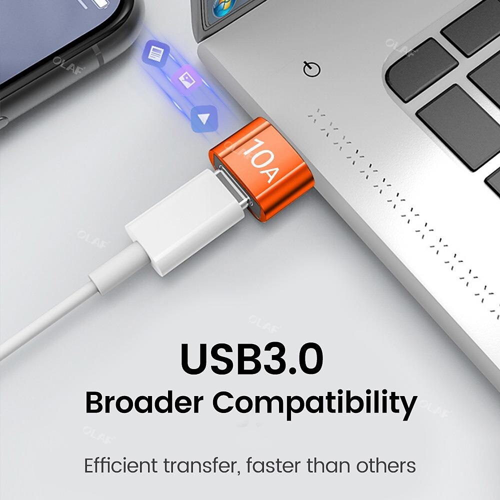 3PCS Olaf 10A OTG USB 3.0 To Type C Adapter TypeC Female to USB Male Converter Fast Charging Data Transfer For Macbook Xiaomi Samsung 2025 - $12.99 –P3