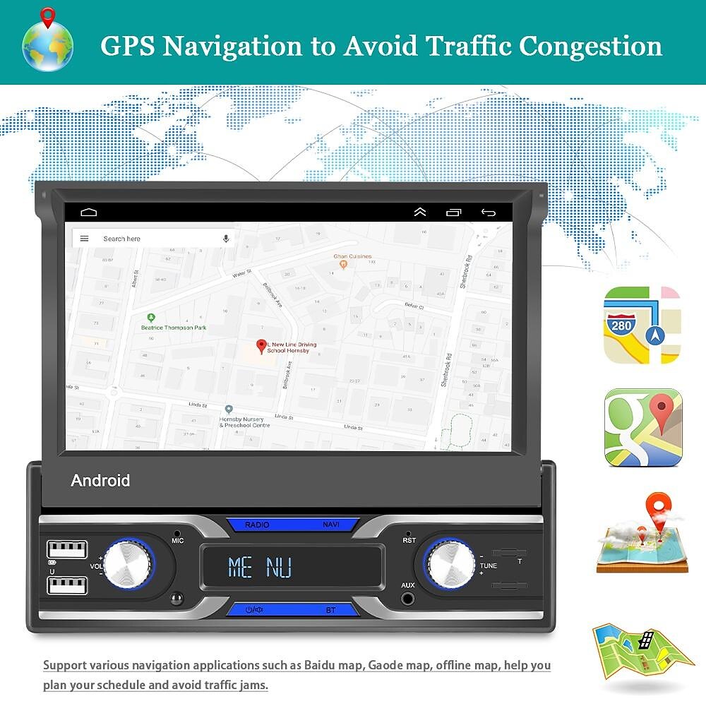 7-inch 1Din Android 10.1 Car Radio Autoradio Touch Screen Car Multimedia Player Supports Wireless Car Playback and Android Automatic Functions GPS Navigation Rear View Camera 2025 - $175.99 –P9