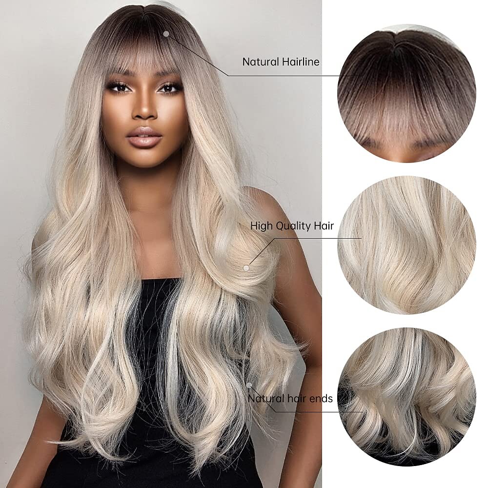 Long Ombre Pink Red Wavy Wigs for Women Black Pink Curly Wigs With Bangs Dark Roots Cosplay Wig Glueless Synthetic Wigs for Daily Party Use 2026 - $25.99 –P8