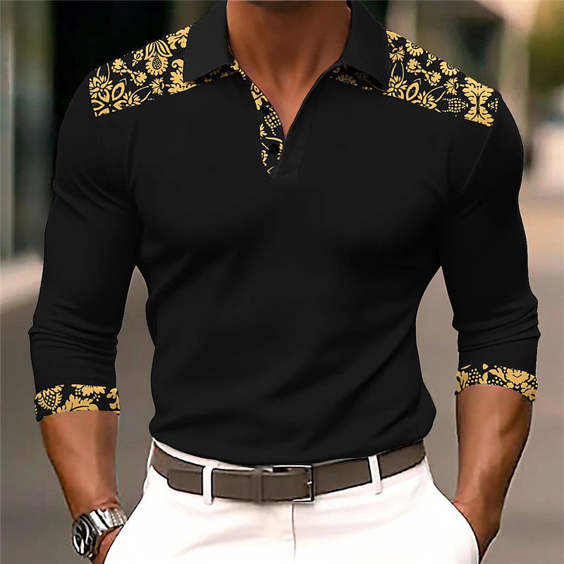 Men's Polo Shirts Golf Shirt Long Sleeve Polo Shirts Collared