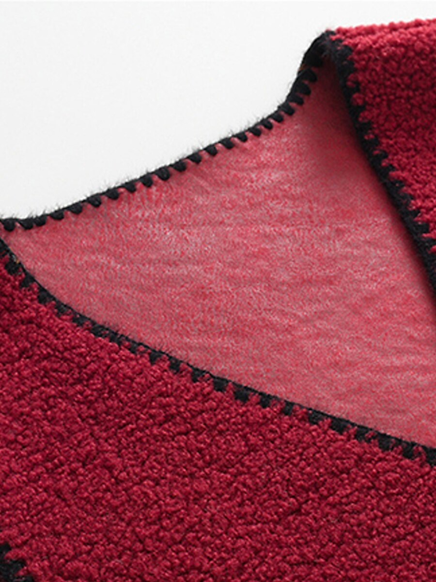 Women's Sweater Vest V Neck Crochet Knit Polyester Button Pocket Fall Winter Outdoor Daily Going out Stylish Casual Soft Sleeveless Floral claret Leather Pink pea green XL (reference 90-115 catties 2023 - US $28.99 –P3