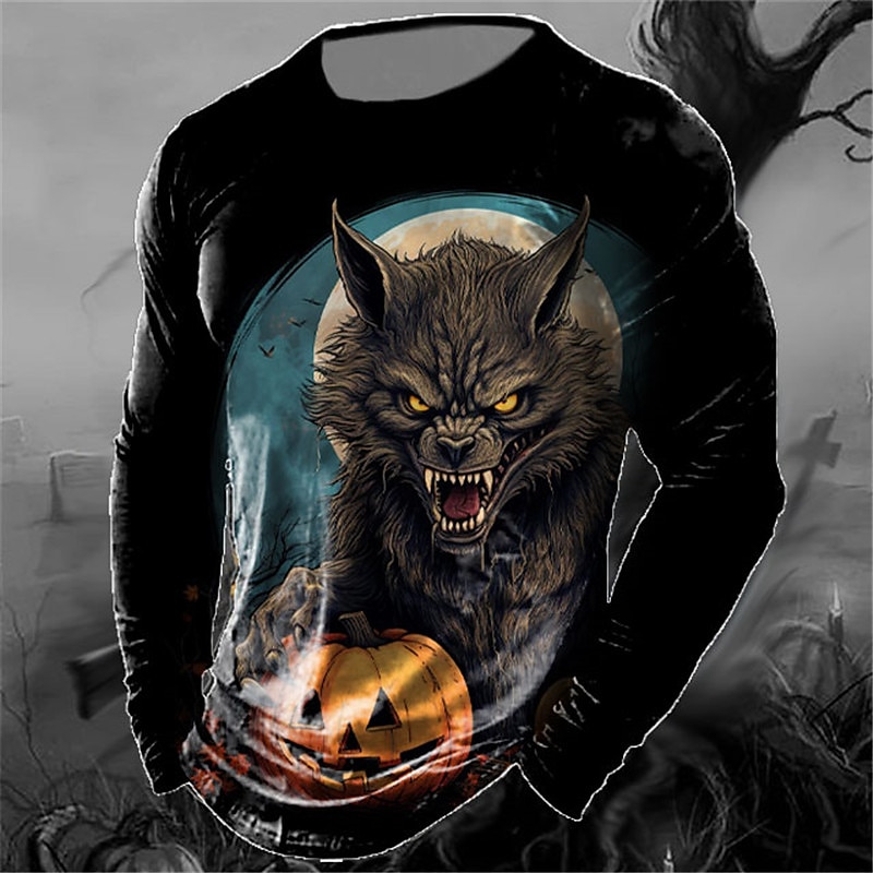 Bărbați Animal Lup Tricou Manșon Lung Tricou Tipărire 3D Stil Nautic Cămașă Epocă Modă Designer În aer liber Halloween Zilnic Galben Roșu-aprins Albastru piscină Primăvara & toamnă Îmbrăcăminte S M L 2025 - $19.99 –P3