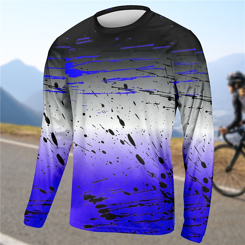 Men's Downhill Jersey Gradient Long Sleeve Bike Top with 3 Rear Pockets Mountain Bike MTB Road Bike Cycling Quick Dry Reflective Strips Back Pocket Moisture Wicking Sports Yellow Red Blue Clothing 2026 - $20.99 –P6