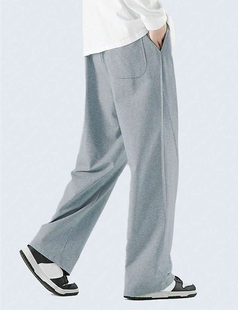 Herr Träningsbyxor med vida ben Atletiska byxor Långbyxor Snörning Elastisk midja Slät Komfort Andningsfunktion Ledigt Dagligen Helgdag Sport Mode Svart Vit 2026 - $22.99 –P3