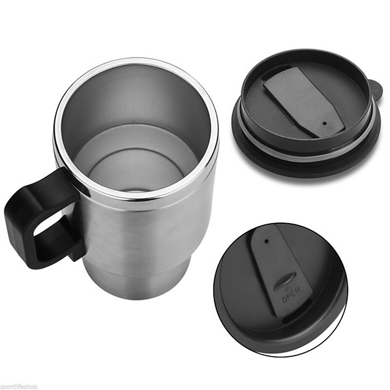 Travel Coffee Heated Mug 450Ml Car Based Heating Stainless Steel