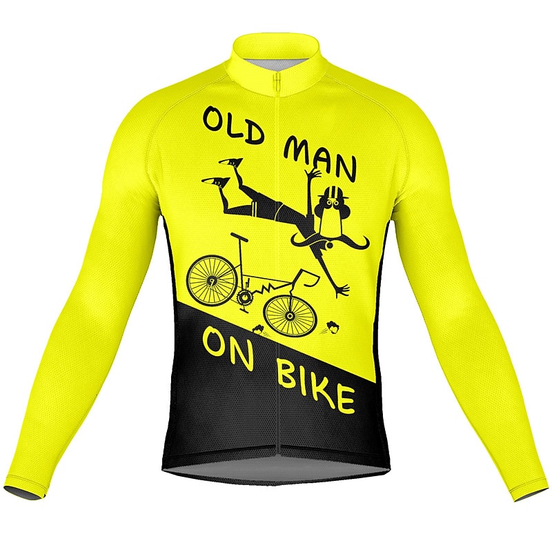 Herr Cykeltröja Grafisk Bokstav & Nummer Långärmad Cykel Tröja Överdelar med 3 bakfickor Bergscykling Vägcykling Snabb tork Reflexremsa Bakficka Fuktabsorberande sporter Svart Gul Röd Kläder 2025 - $34.99 –P6