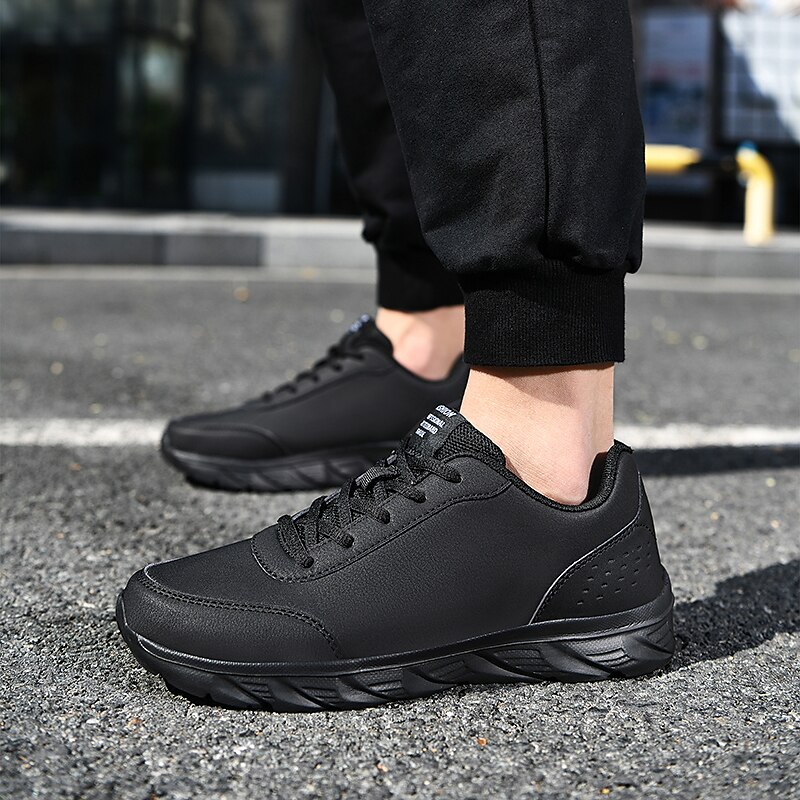 Men's Casual Shoes Light Soles Comfort Shoes Sporty Casual Daily PU Breathable  Comfortable Lace-up Black / White Black Gray Spring Fall 2024 - $32.99