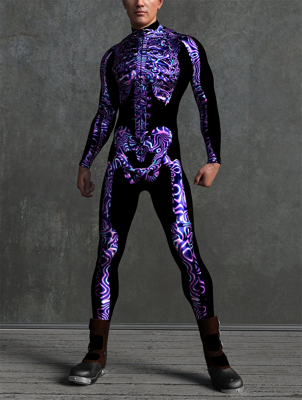 Totenkopf Halloween Cosplay Kostüm Bodysuits Ganzkörper-Catsuit Karnevalskostüm Ganzkörperanzug Einteiler Gruseliges Kostüm Kinder Erwachsene Herren Damen Maskerade Karneval Party Halloween Einfache 2025 - $37.99 –P17