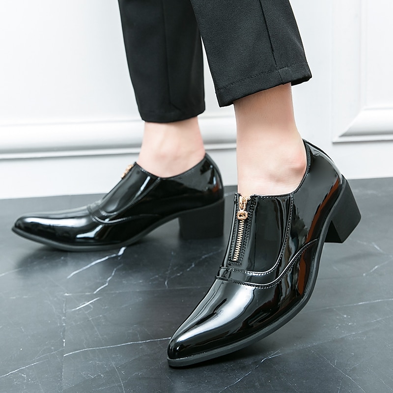 Miesten Oxford-kengät Muodolliset kengät Juhlakengät Brittiläiset ruudulliset kengät Englantilainen Joulu Juhlat joulu Kiiltonahka Korkeutta lisäävä Nauhat Hopea Musta Punainen Kevät Syksy 2025 - $79.99 –P9