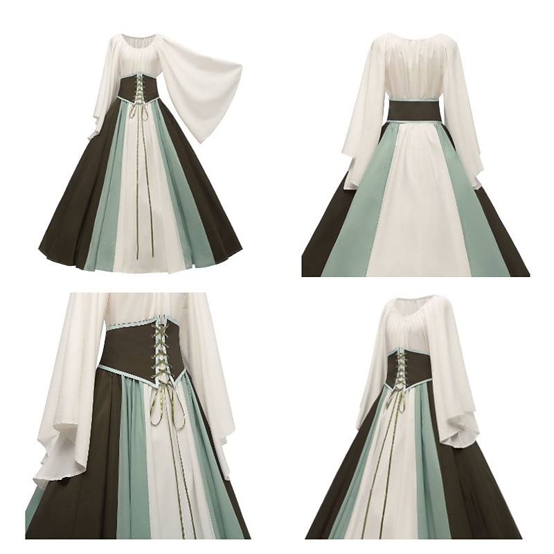 Retro / vintage Keskiaika Renessanssi Mekot Chemise Päälysasu Rouva Viikinki Haltia Väripalikka Naamiaispuku Naisten Kelttiläinen Fantasia Karnevaali Naamiaiset Juhla Rento / arki Aikuisten Leninki 2026 - $55.99 –P10