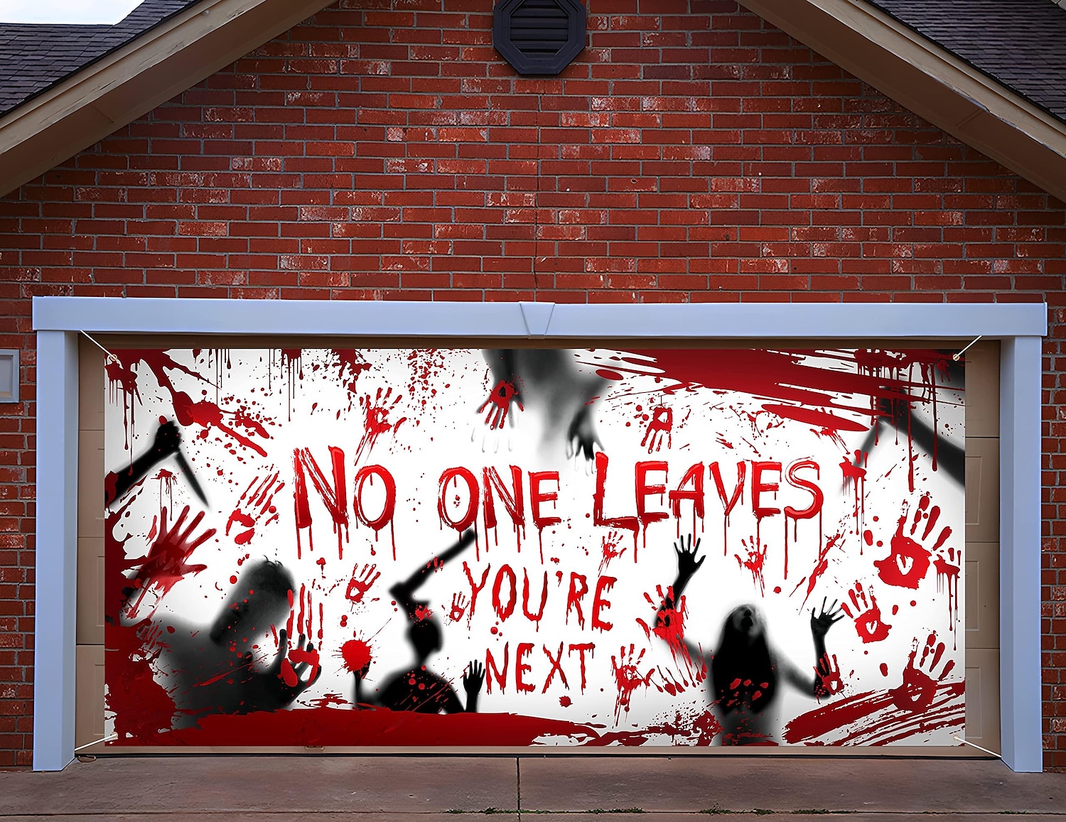 krvavý halloween banner- dlouhý halloween venkovní dekorace banner krvavá ruka pozadí party dekorace potřeby na zeď kancelář plot dvorek garáž pozadí halloween dekorace 2025 - $15.49 –P1