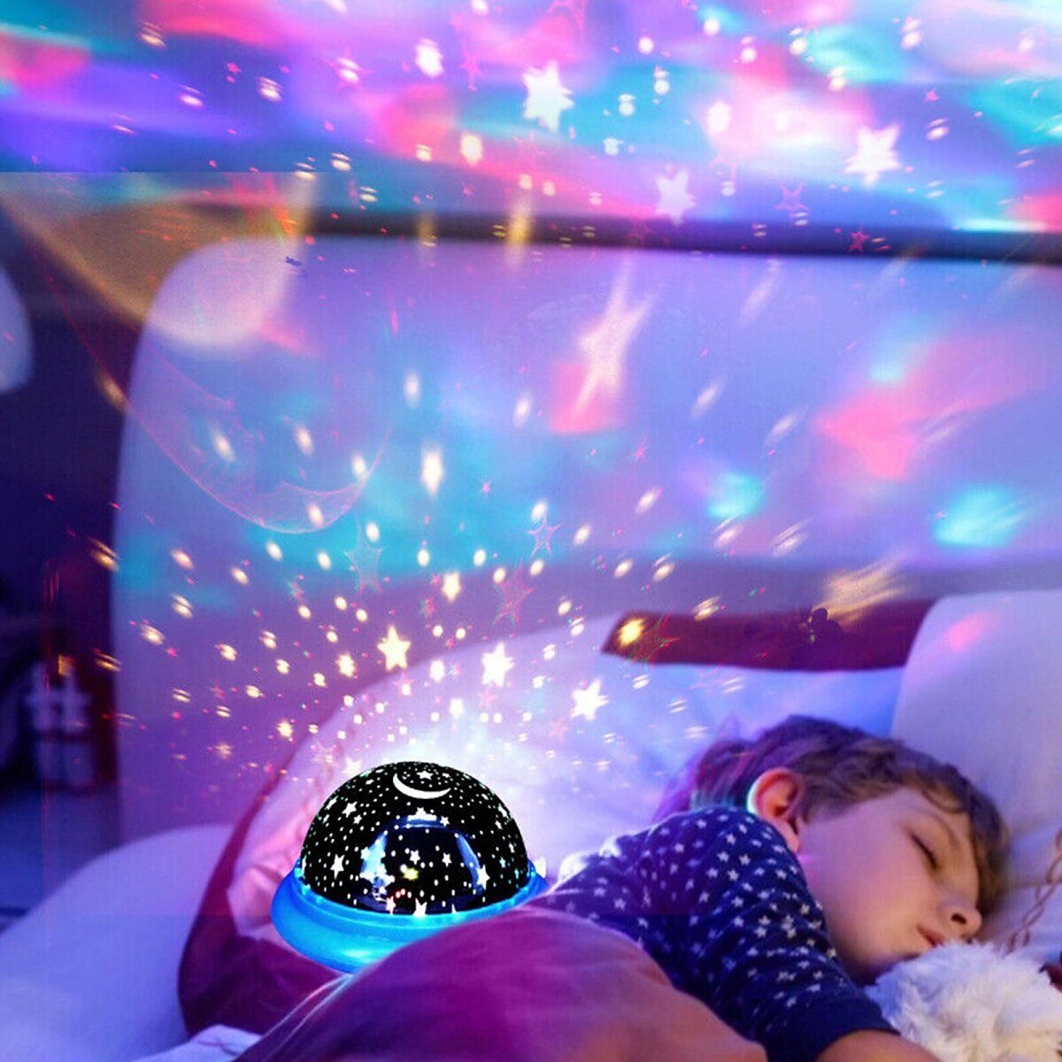 baby star sky proiettore lampada cambia colore stellato ufo led luce notturna luna cosmo giocattoli per bambini arredamento camera da letto regali di compleanno del 2025 a $8.49 –P6