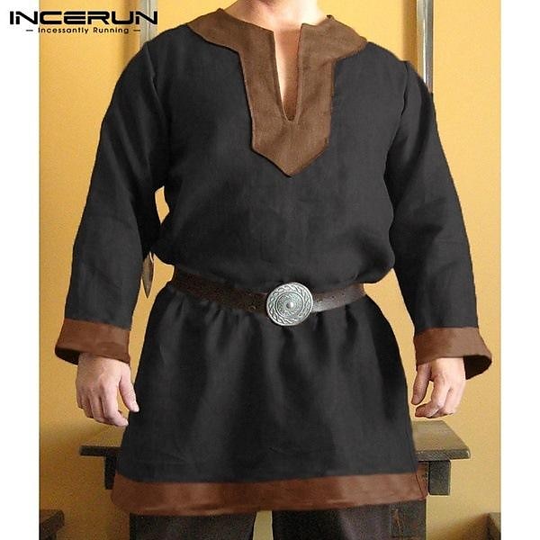 Retro / vintage Średniowieczne Renesansowa Bluzka / koszula Tunika Ren Faire Pirat Wojownik Rycerz Jednokolorowe Męskie Wiking Fantasy Halloween Karnawał Bal maskowy Halloween Bal maskowy LARP Dla 2025 - $29.99 –P5