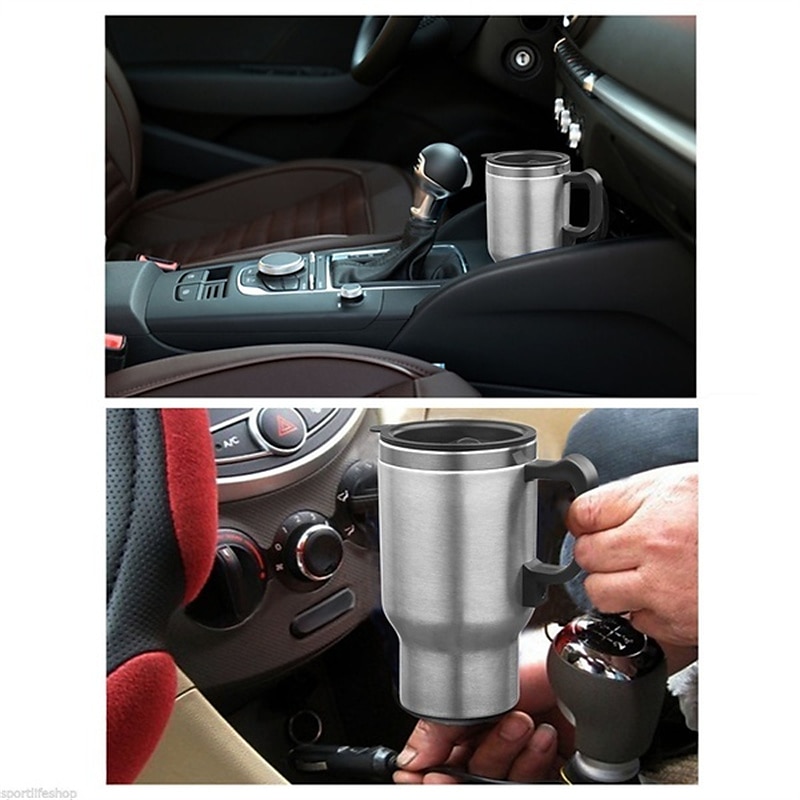 Travel Coffee Heated Mug 450Ml Car Based Heating Stainless Steel