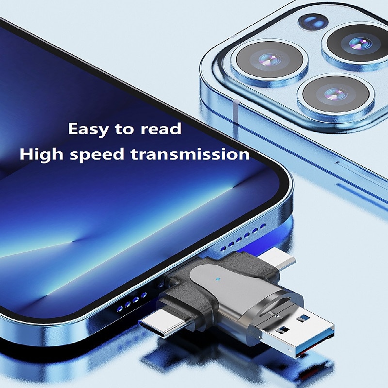 4 in 1 TF Memory Card Reader OTG Adapter for Lightning/Mirco USB/Type-C USB OTG Micro SD Card Reader for iPhone Andriod Xiaomi 2025 - $15.99 –P3