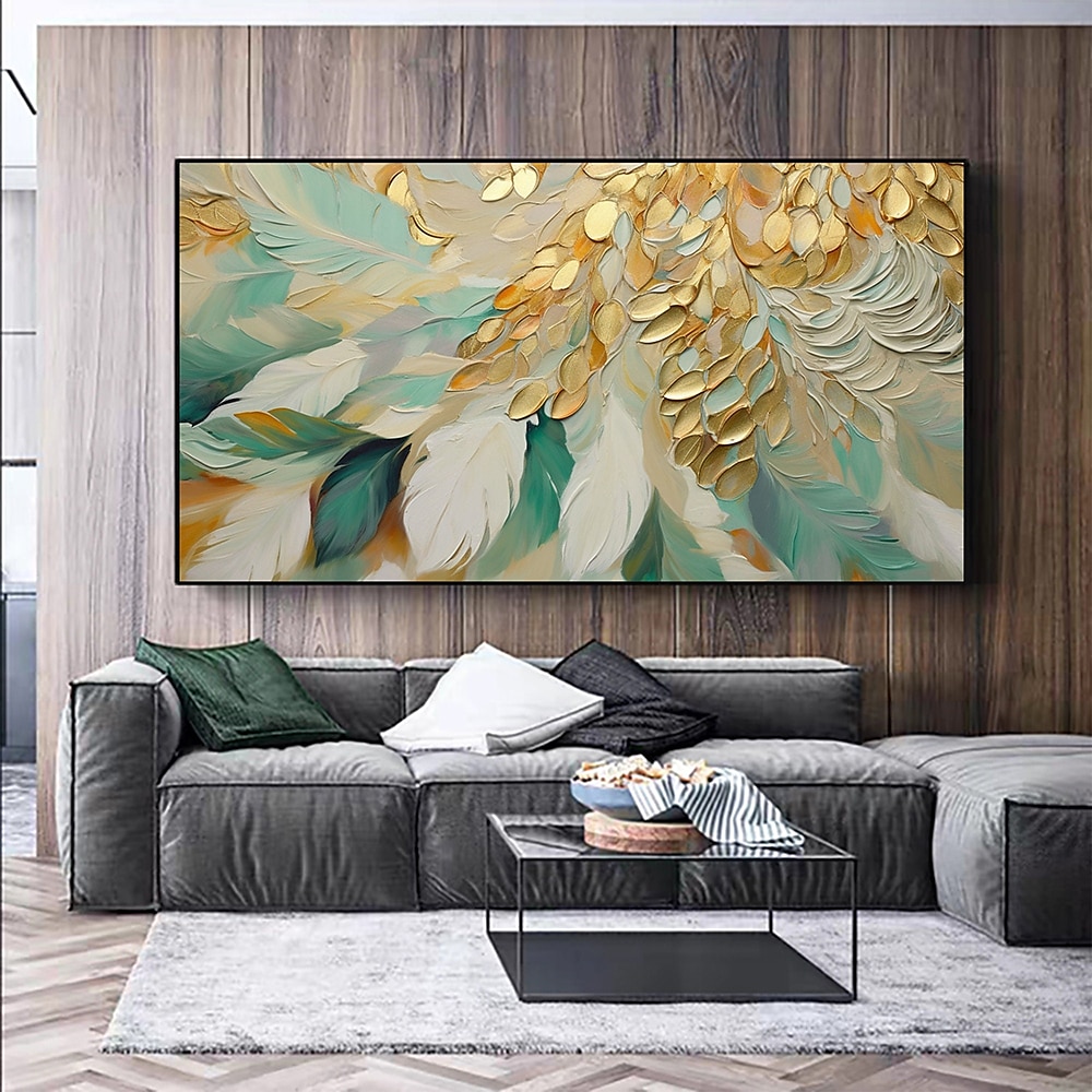 Pintura de arte de pared grande, pintura al óleo de plumas hecha a mano, pintura de textura pesada pintada a mano, obra de arte abstracta para sala de estar, decoración del hogar, lienzo enrollado 2026 - $88.99 –P5