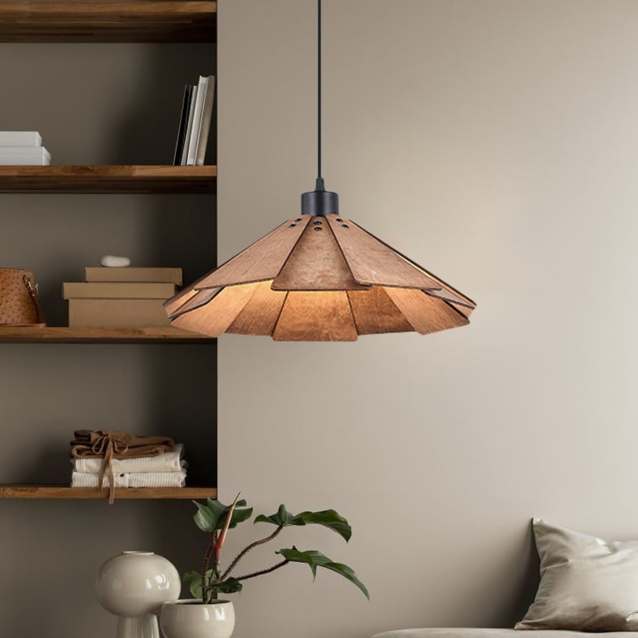 lampada a sospensione moderna lampada a sospensione geometrica paralume in legno naturale illuminazione corridoio lampadario lampada da soffitto per camera da letto cucina isola fattoria 110-240v del 2025 a $152.99 –P12