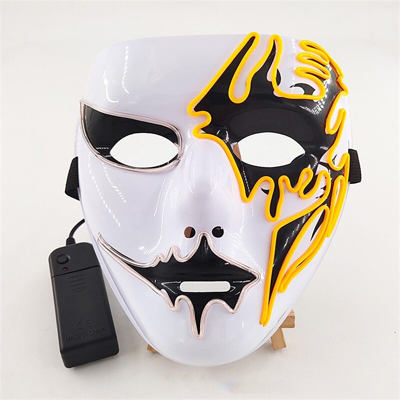 Neon Light LED Mask LED Halloween Scary Mask Cosplay Party Masque Masquerade Masks Halloween Costume Carnival Glow Party Props 2025 - $28.99 –P12