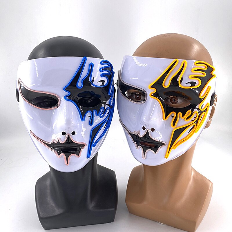Neon Light LED Mask LED Halloween Scary Mask Cosplay Party Masque Masquerade Masks Halloween Costume Carnival Glow Party Props 2025 - $28.99 –P17