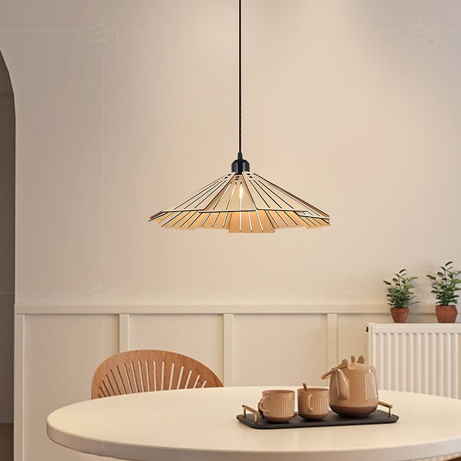 lampada a sospensione moderna lampada a sospensione geometrica paralume in legno naturale illuminazione corridoio lampadario lampada da soffitto per camera da letto cucina isola fattoria 110-240v del 2025 a $152.99 –P10