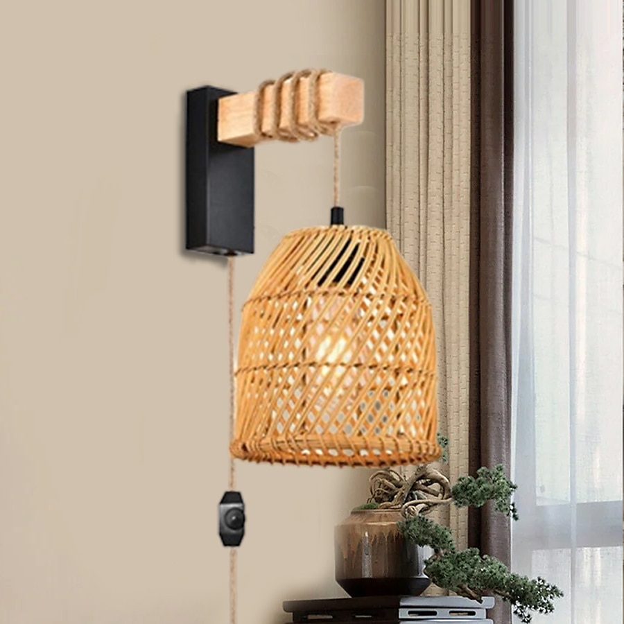 Vintage Campestre Lámparas de pared para interiores Sala de estar Comedor cuerda de cáñamo Luz de pared 110-120V 220-240V 2025 - $99.99 –P13