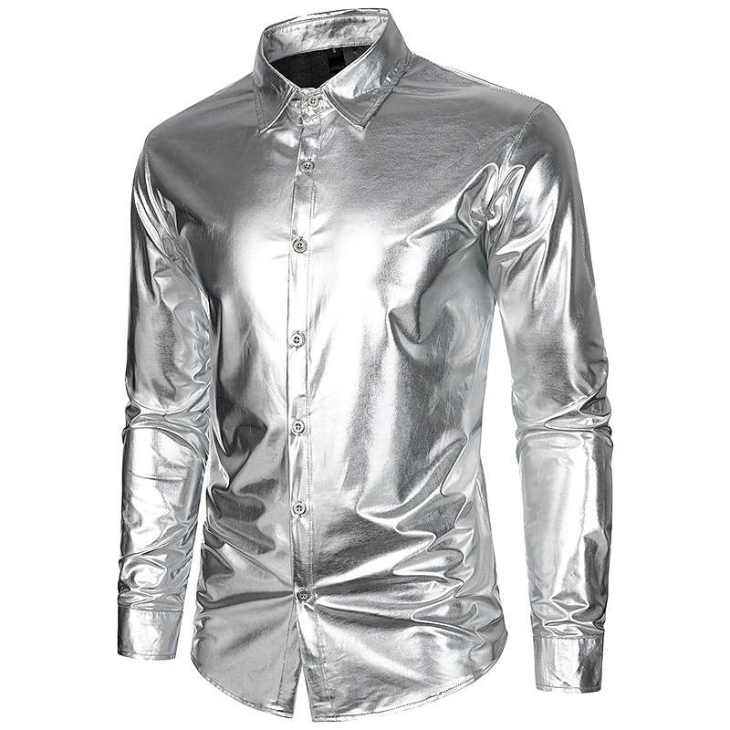 Retrò Vintage Anni '80 Metallico Lucido Camicia Disco Tinta unica Collo ripiegato Costume Per uomo Costume di Carnevale Carnevale Performance Club Parata dell'Orgoglio Adulti Camicia Tutte le stagioni del 2026 a $32.99 –P8