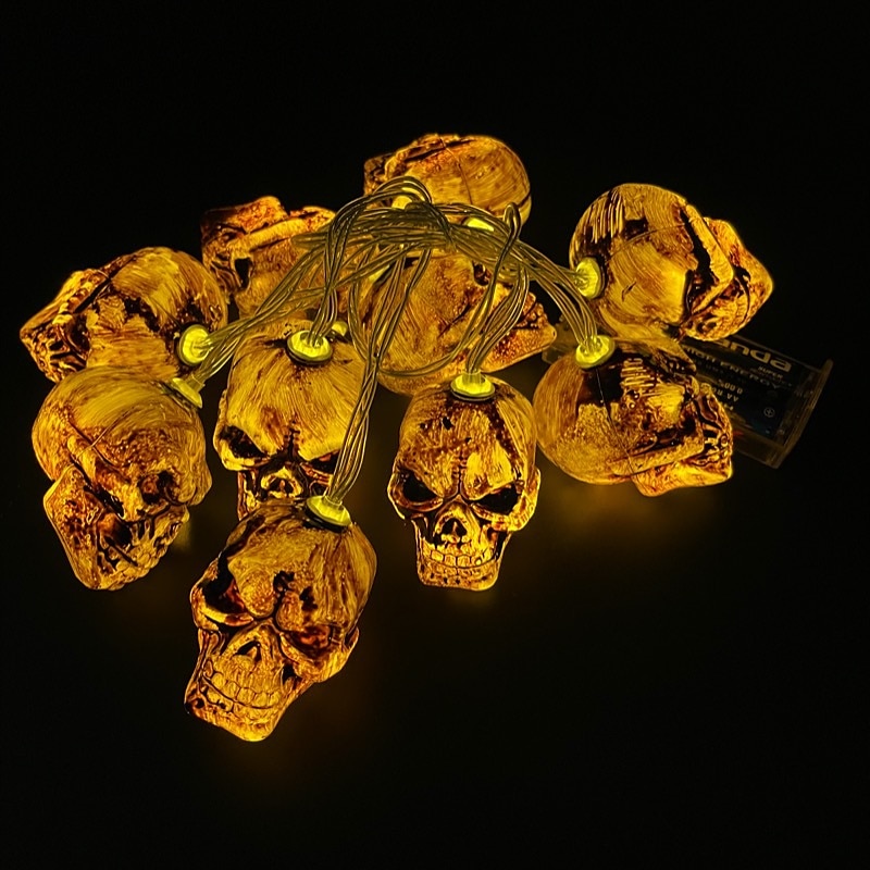 halloween skull string lights 1,5m 10leds batteridriven trädgård balkong uteplats spökhus halloween fest heminredning 2025 - $6.49 –P7