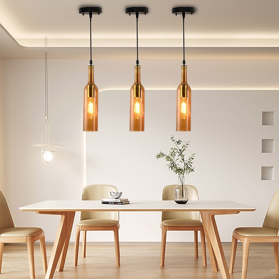 lampada a sospensione a led per bottiglia di vetro, lampada a sospensione in vetro per bottiglia di birra, lampada a sospensione vintage per bar, lampada a sospensione retrò industriale per bar, del 2025 a $62.99 –P14