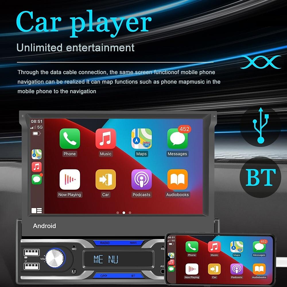 7-inch 1Din Android 10.1 Car Radio Autoradio Touch Screen Car Multimedia Player Supports Wireless Car Playback and Android Automatic Functions GPS Navigation Rear View Camera 2025 - $175.99 –P17