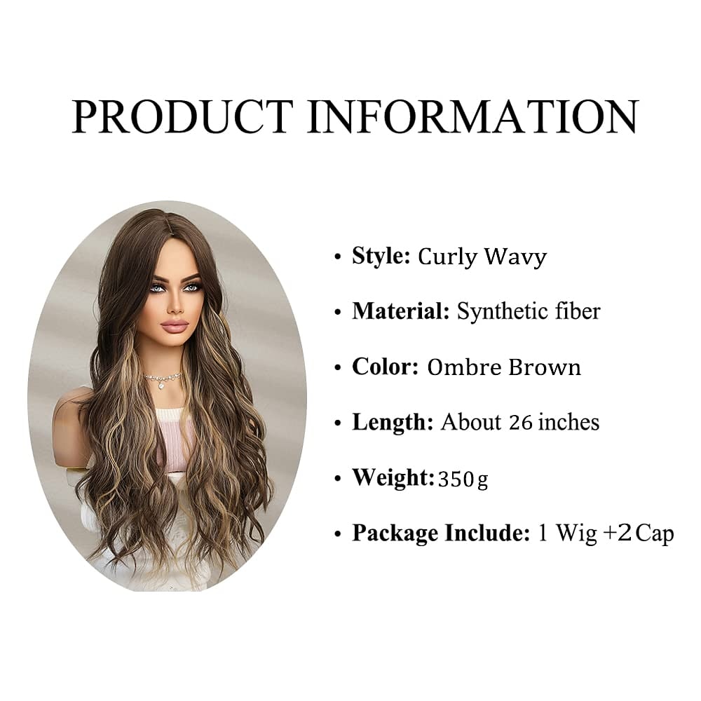 bruin lange golf pruiken pruik voor vrouwen body wave haar pruik met blond hoogtepunt pruik voor vrouwen dagelijks feest gebruik hittebestendige halloween cosplay party pruiken 2026 - $31.99 –P5