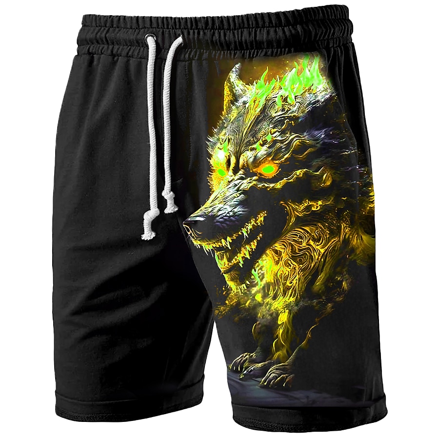 Men's Graphic Animal Wolf Sweat Shorts Beach Shorts Terry Shorts Mid Waist Casual Athleisure Daily Holiday Streetwear Drawstring Elastic Waist 3D Print Designer Clothing Apparel 2025 - $19.99 –P3