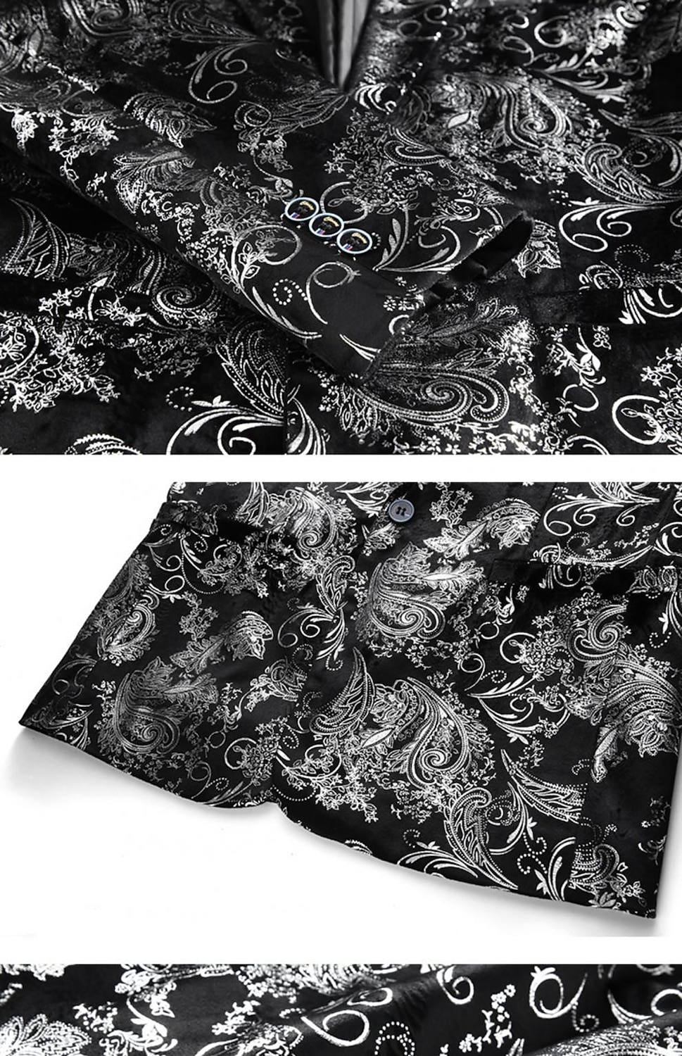 Herr Kavajjacka Kavaj Mode party Klassisk Blommig Blazer Silver Guld Standardpassform Singelknäppt 1 Knapp 2025 - $69.99 –P4