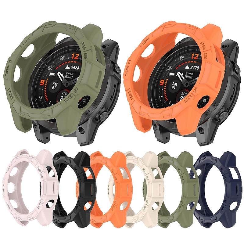 Caixa de relógio Compatível com Garmin Fenix 7 Pro / Fenix 7S Pro / Fenix 7X Pro / Epix Pro 51mm / Epix Pro 42mm Áspero Á Prova-de-Pó Cobertura Completa do Pára-choques TPU Assista Cobertura de 2025 por $12.99 –P1