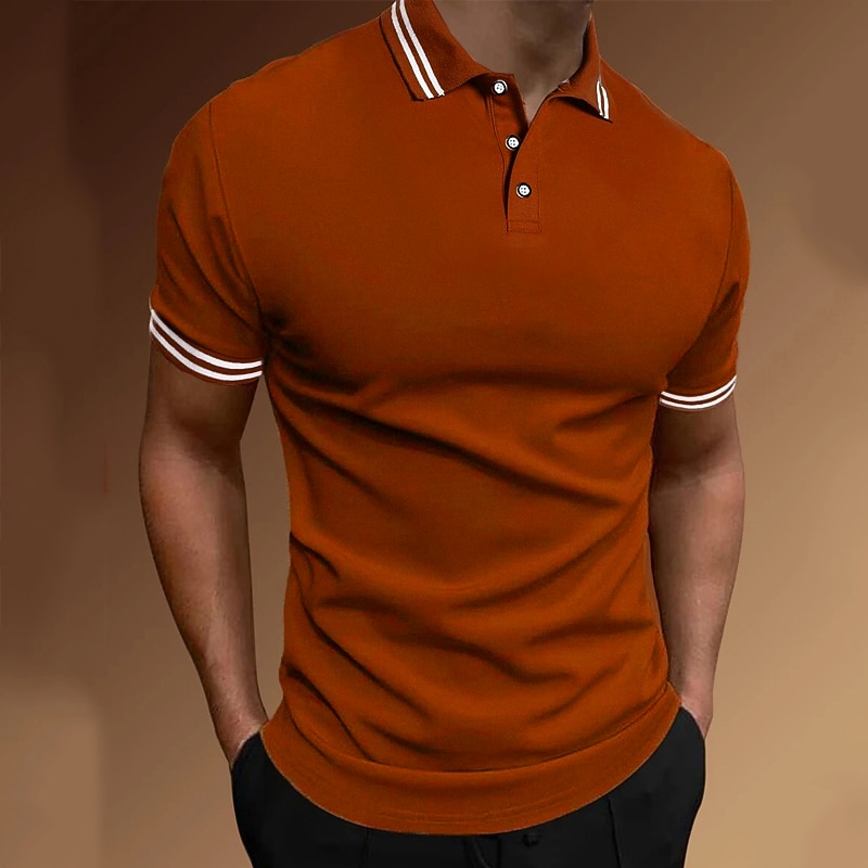 Herren Poloshirts Golfshirt Lässig Ferien Revers Klassisch Kurzarm Mode Basic Einfach Knöpfe Sommer Normale Passform Weiß Gelb Poloshirts 2026 - $10.99 –P1
