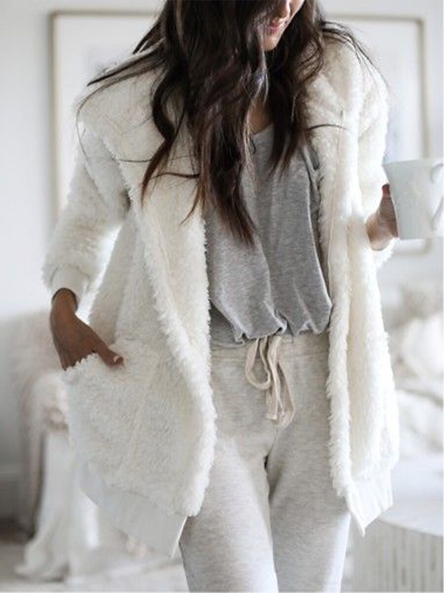 Women's Faux Fur Fleece Coat, Fall And Winter Fashion Short