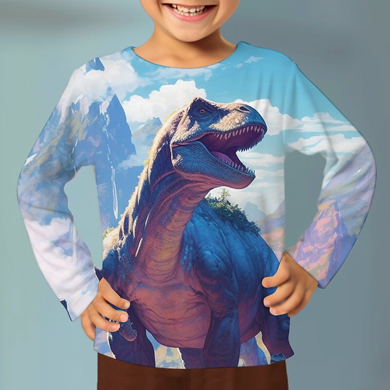 Boys 3D Graphic Animal Dinosaur T shirt Tee Long Sleeve 3D Print Summer Spring Fall Sports Fashion Streetwear Kids 3-12 Years 4-12 Years Outdoor Casual Daily Regular Fit 2025 - $13.99 –P9