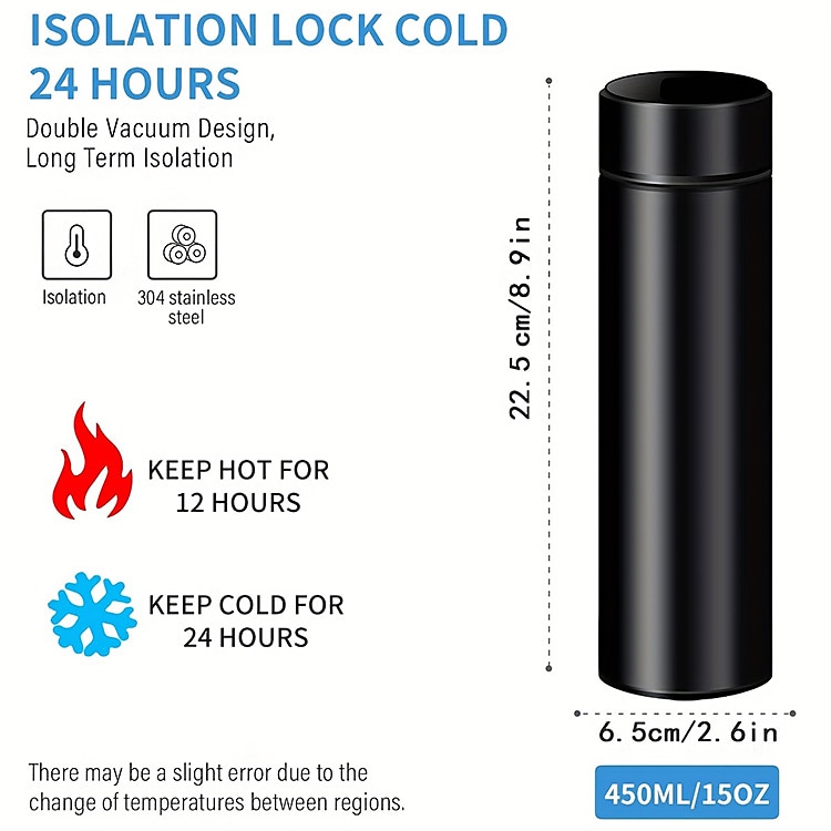 480 ml Digital Thermos Cup Intelligent Temperature Smart Digital Thermal Coffee Travel Mug - Touch Display Temperature, Stainless Steel Vacuum Flask - Perfect Gift for Back To School 2025 - $19.99 –P3